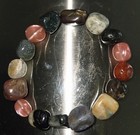 Multicolor Gemstone Beaded  Stretchy Bracelet Tumbled Round 