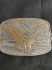 Vintage American Eagle Belt Buckle Silver And Gold Tone