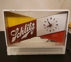 Vintage 1955 Schlitz Beer Bar Light-up Advertising Clock Sign Desk