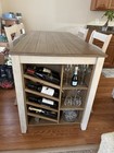 Rustic 5-pcs Counter Height Dining Table Set Seats 4 With Built-in Wine Rack Bar
