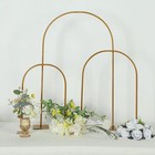 Set Of 3 Gold Metal Floral Chiara Arch Table Centerpiece Rounded Top Wedding