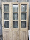 Antique French Double Doors  40 5x82 5  3 Pane Glass  European Reclaimed G205