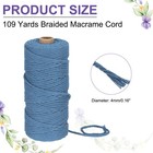 Braided Macrame Cord  3mm X 109 Yards Natural Cotton Rope With Scissors blue 