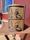 Lot Of 2 Treadle Sewing Machine Wooden 2 Notions Drawers Ornate Floral Antique