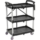 Portable Folding Cart W  Shelves Durable Rolling Utility Organizer Travel New