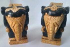 Rare Vintage Hand-carved Soapstone Elephant Figurines Matched Pair Indian Decor