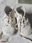 2 Vintage  White Infant Baby Shoes Jc Penny s   Name Written On Bottom 