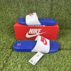 New Nike Benassi Jdi Game Royal white Men s Slides Sandals 343880-410 Size 10