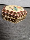 Vintage Persian Wooden Inlaid Hexigon Khatam  Jewelry Trinket Box 4 
