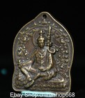 4cm Old Chinese Copper Carving Padmasambhava Guru Rinpoche Buddha Pendant