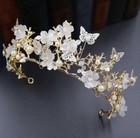 Baroque Pearl Rhinestone Crown And Tiara Butterfly Hairband Wedding Gift