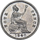 1840 Groat  fourpence  - Victoria British Silver Coin - Very Nice