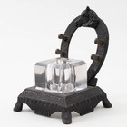 Antique Cast Iron Horseshoe Inkwell Equestrian Desk Decoration Glass Well 5  T