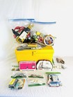 Vtg Wil-hold Sewing Box     Mcm Yellow Storage Case With Contents     Two Trays