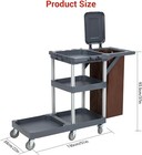3-shelf Commercial Rolling Cleaning Cart With Wheels 300lb Housekeeping Cart