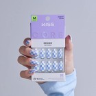 Kiss 32 Glue On Nails Meduim Alomond Blue   White Checker  credit  New
