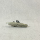 Vintage Inuit Carved Soapstone Hunter In Kayak - Signed  Missing Spear