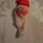 Vintage Primitive Handmade Cotton Batting Chestnut Santa Christmas Ornament 1949