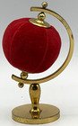 Red Globe Tomato Pin Cushion Set With Metal Stand Display  Fabric metal
