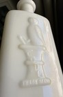 Antique Owl Drug Co 5    Milk Glass Cosmetic Medicine Bottle Nice Strong Strike 