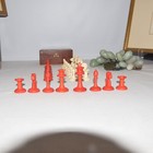 Antique Horn Brothers Hand Carved Bone Chess Set 32 Pcs Red And White