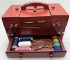Wood Cantilever Sewing Box 7 Compartment Accordion Craft Storage Organizer