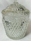 Vintage Indiana Clear Glass Diamond Point Tiara Ice Bucket With Lid