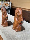 Extremely Rare Bookend Set Syroco Orna Wood Dog Bookends Painted Nose   Tongue