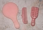 Vintage Doll s Pink Hair Brush Mirror And Comb Set