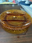 Tiara Duncan Miller Glass Amber Sandwich 3 Part Divided Relish 12  Tray Platter