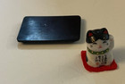 Vtg Japanese Porcelain Maneki Neko Temple Becoming Cat Lucky Figure On Stand