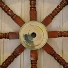 Wooden Ship Wheel 36  Nautical Decor With Brass Anchor     Beach House Wall Art