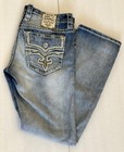 Rock Revival Jeans Scion Slim Straight Teal orange Stitching Y2k - Men Size 34