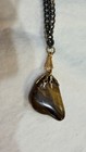 Tiger   s Eye Necklace With Metal Dark Chain Gold Tone Closure And Pendant Bail  