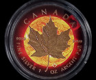 2015 Canada 5 Dollars Solar Flare 1 Oz 9999 Silver Bu Ruthenium   Gold Finish