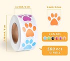 1000 Pcs Sticker Roll Dog Paw Print Design Semi Gloss Self Adhesive 2 Rolls