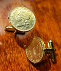 1831 Gold Capped Liberty Head  2 5 Dollar Quarter Eagle Coin Cufflinks  gift Box