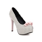 Women s Bow Knot Polka Dot High Heel Stiletto Slip On Pumps Dress Fashion Shoes