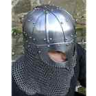 Medieval Viking Helmet Battle Armor 18g Steel And Chainmail Historical Halloween
