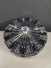 1930 s Art Deco Black Amethyst Glass  Chrome Knob Powder Jar W Lid 4 h 6 1 4  D