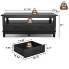 47  Coffee Table  Rustic Wood Center Table With 2 Storage Drawers   Open Shelf