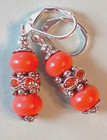 Coral Orange Jade Faceted Crystal Ring Drop Earring Sp Leverback J2