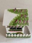 Hanging Wooden Wood Bird House Feeder Hand Painted Floral Flowers Vtg