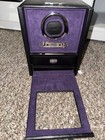 Wolf Watch Winder W  Storage Drawer Black Faux Leather Purple Interior 1-3