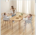 Convertible Baby High Chair  Adjustable Tray   Footrest  Portable  Gray white