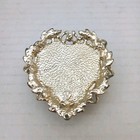 Sam Fink  Marked Vintage Pink Velvet Heart Pin Cushion Metal Filigree Edge