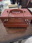Vintage Singer Sewing Box Accordion Fold Out Wooden Sewing Carry Caddy Organizer
