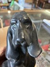 Antique Pair Armor Bronze Basset  Hounds Dog Statues Bookends 1920 s 6  Tall