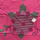 Christmas In The Woods Comforter Appliqu   Holly Bows Red Green New 50    X 60   