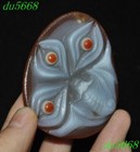 2 2 chinese Dynasty Agate Carved Wealth Bat Bird Talisman Necklace Pendant